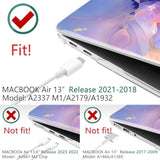 For Macbook Air 13.3 Inch Case 2021 2020 2019 2018 Release M1 A2337 A2179 A1932 With Touch Id, Plastic Hard Shell Case & Keyboard Cover & Type C Adapter, Blue Marble