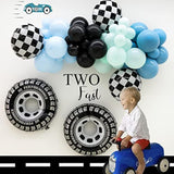 Race Car Blue Balloons Arch Kit,Pastel Dusty Blue Green Balloon Garland Kit For Two Fast Birthday Baby Shower Party Decorations…