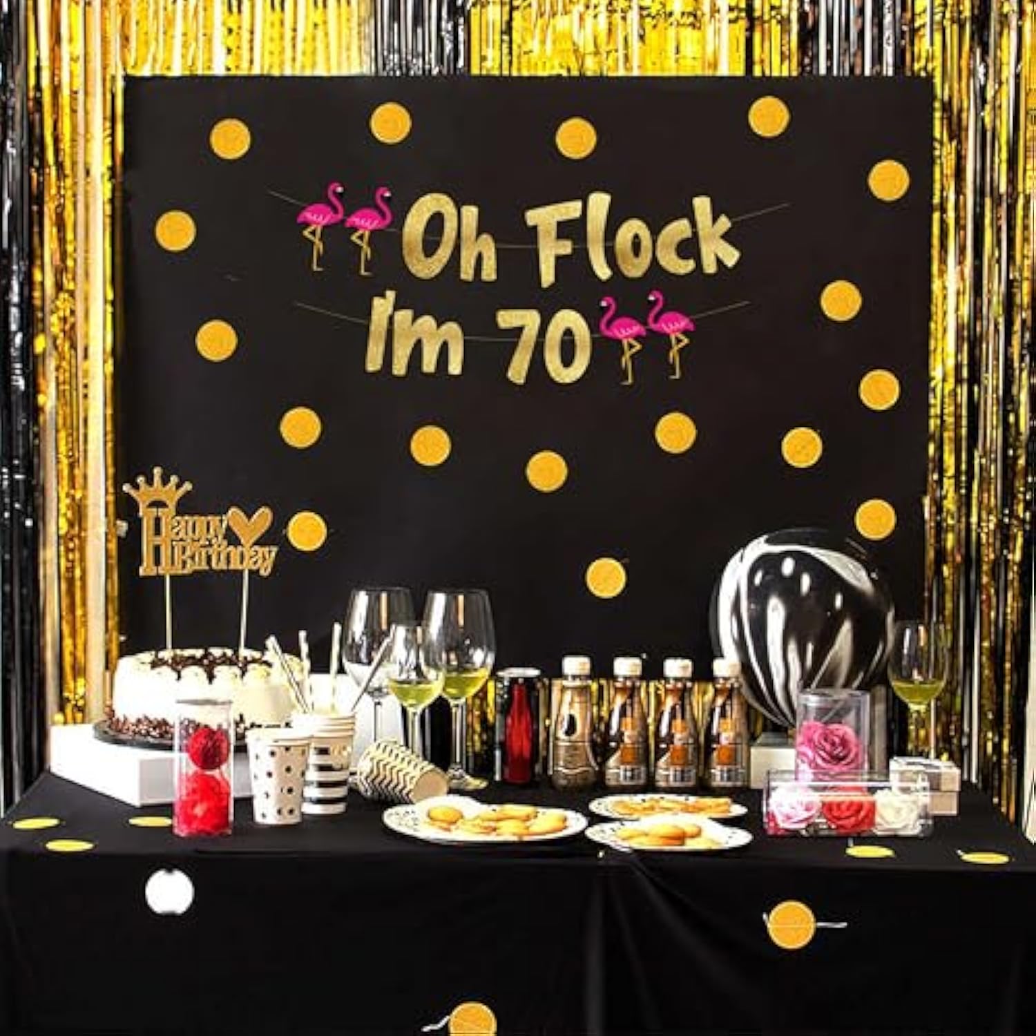 Oh Flock I'M 70 Gold Glitter Banner - Happy 70Th Birthday Party Decorations, Gifts, Supplies And Favors