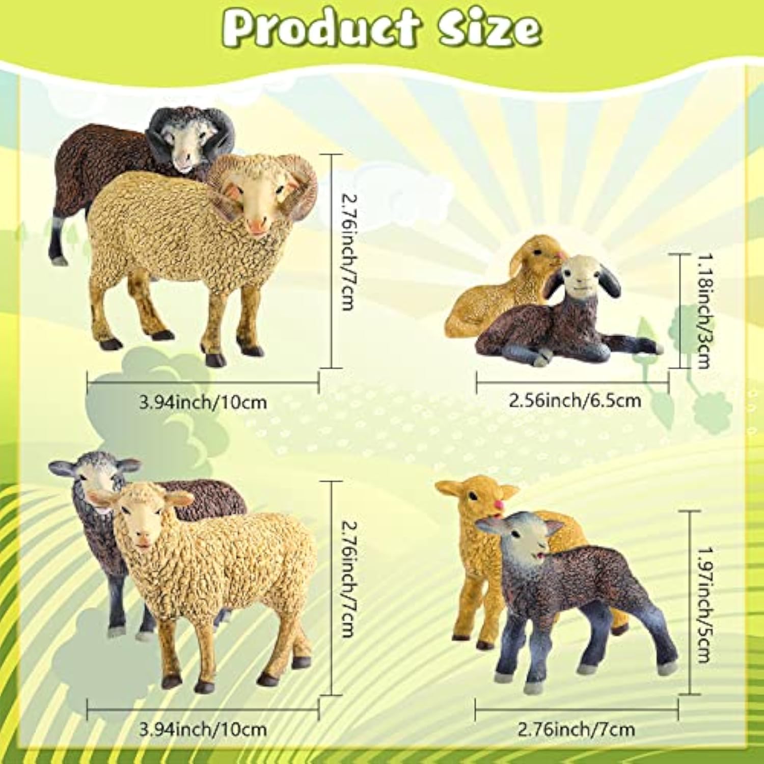 10 Pcs Sheep Toy Merino Sheep Figures Plastic Goat Figurine Mini Farm Lamb Figure Birthday Cake Toppers Animal Toys For Christmas Birthday Party Gift Decor