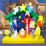6.5Ft Christmas Inflatables Nativity Scene Outdoor Decorations The Birth Of Jesus Scene Christmas Blow Ups Built In Led