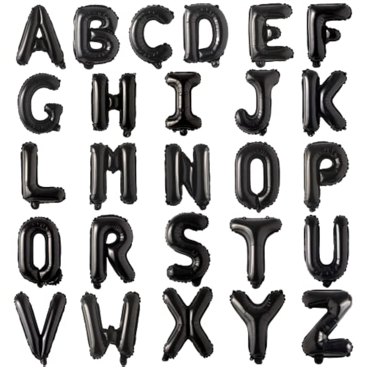 Black 16" Foil Letter Balloons A–Z Set – 26pcs for Custom Party Banners & Decorations