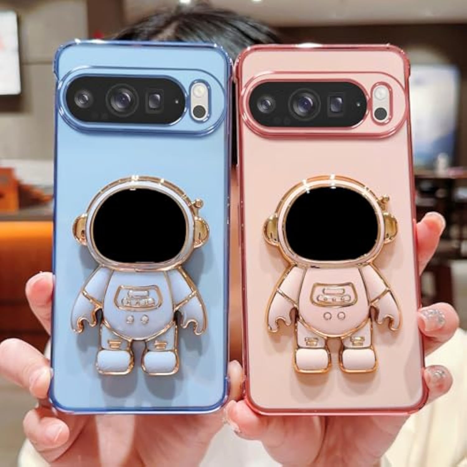 Google Pixel 9 Pro XL 5G Case, Astronaut Stand, Soft Silicone, Shockproof, Pink