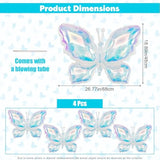 4 Pieces Iridescent Butterfly Balloons, 25.6 Inch Large Butterfly Foil Mylar Balloons, Butterfly Balloon Decorations For Birthday Wedding Baby Shower Themed Party Supplies