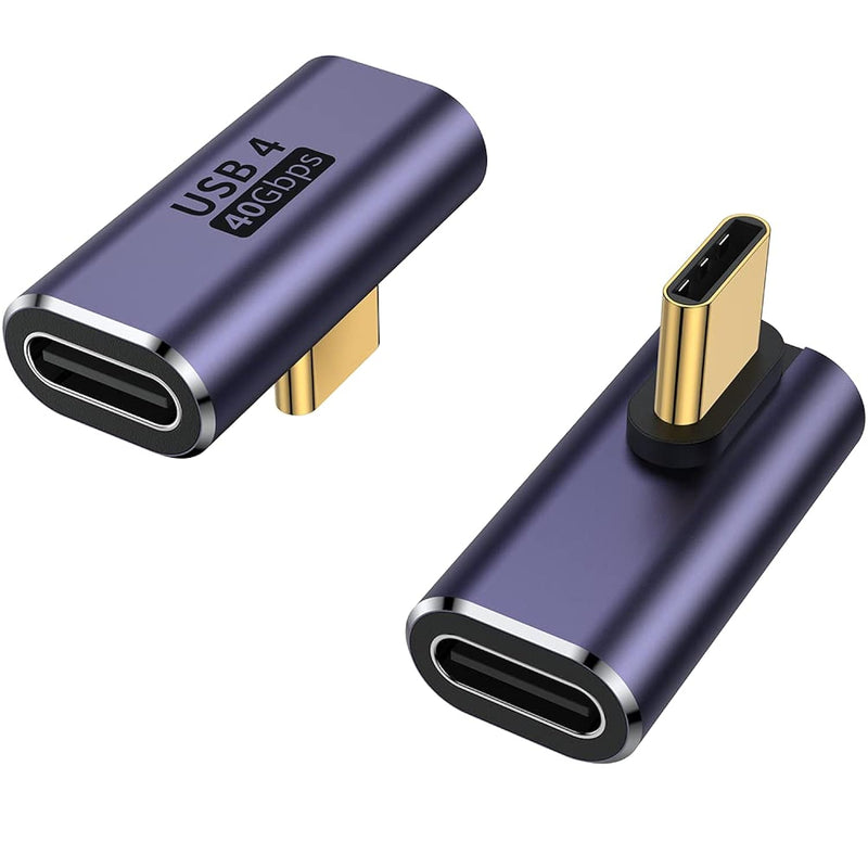 90 Degree Right Angle Usb C Male To Usb C Female Adapter 2 Pack, 40Gbps Usb Ty