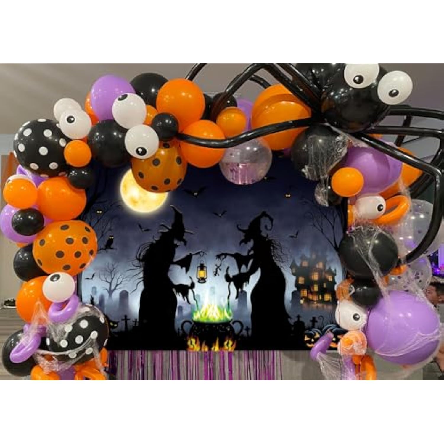 Halloween Witch Backdrop 7x5FT Full Moon Castle Pumpkins Graveyard Party Decor