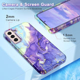 For Samsung Galaxy S22 Plus 5G Case, Marble Pattern 3 In 1 Heavy Duty Shockproof Full Body Rugged Hard Pc+Soft Silicone Drop Protective Women Girl Covers For S22 Plus, Cobalt Violet