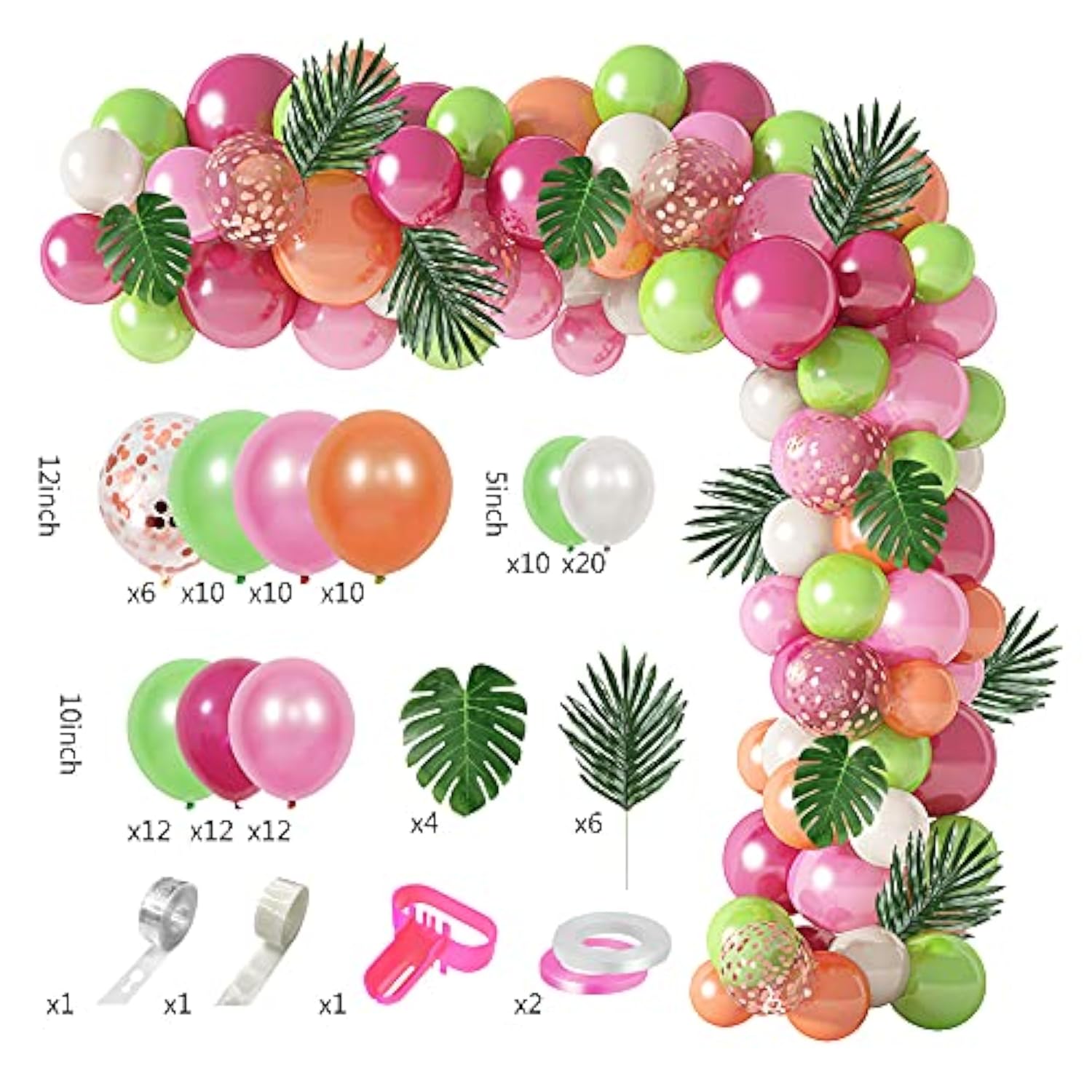 117pcs Tropical Balloon Garland Kit for Luau, Flamingo, Birthday & Baby Shower
