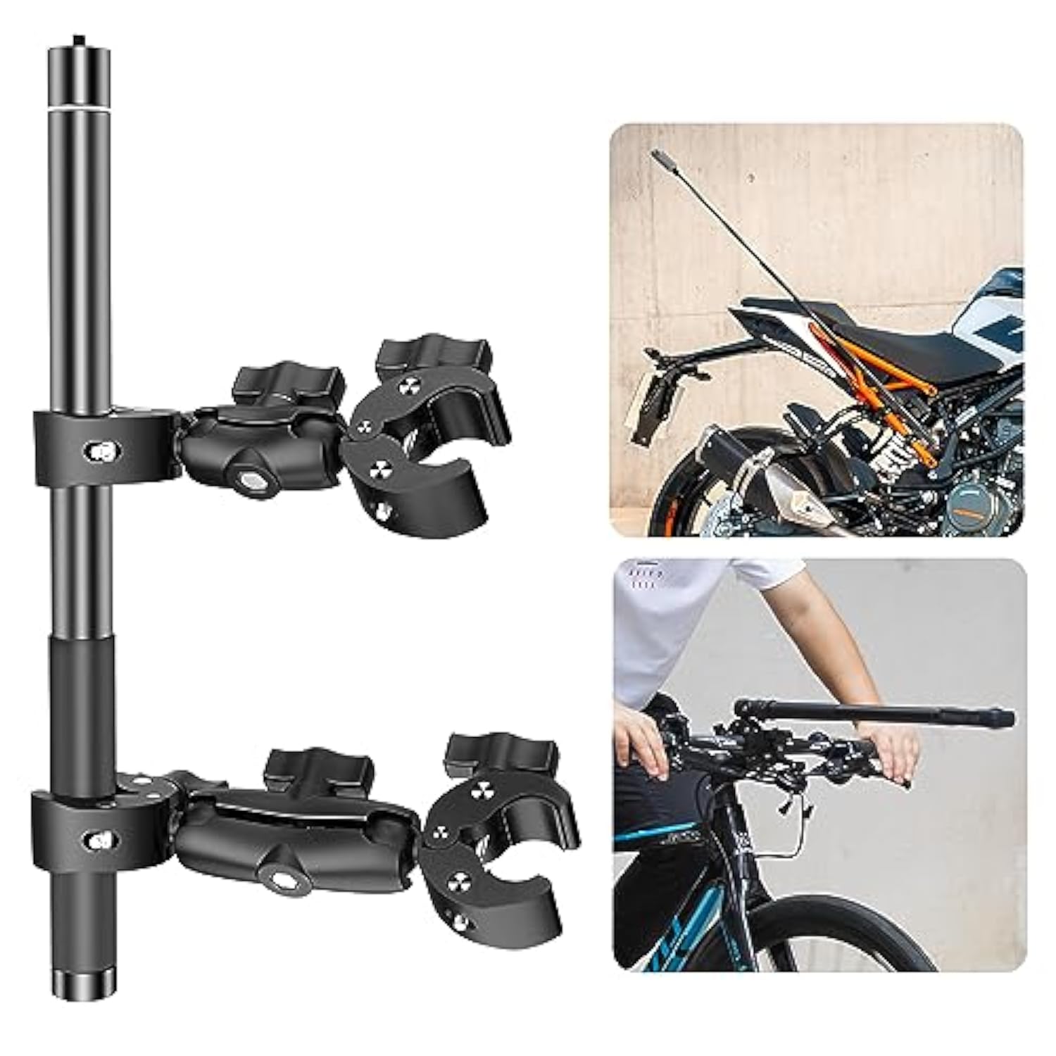 Motorcycle Bike Handlebar Double Clamp Mount And 67Invisible Selfie Stick For Insta360 X4/X3/X2/Xone/Go2/3 Action Camera