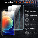 Designed For Iphone 12 Case/Iphone 12 Pro Case, [10 Ft Grade Drop Protection] [With 2 Pcs Tempered Glass Screen Protector] Protective Case For Iphone 12/12 Pro (Black)