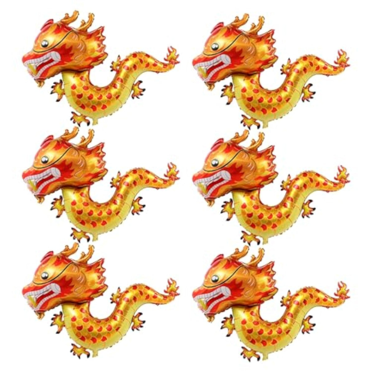 6 Pc Chinese Dragon Foil Balloons Lunar New Year Party Decoration Yellow