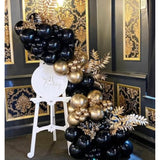 60 Pack Black Gold Latex Balloons 12 Inch Metallic Confetti Party Decorations