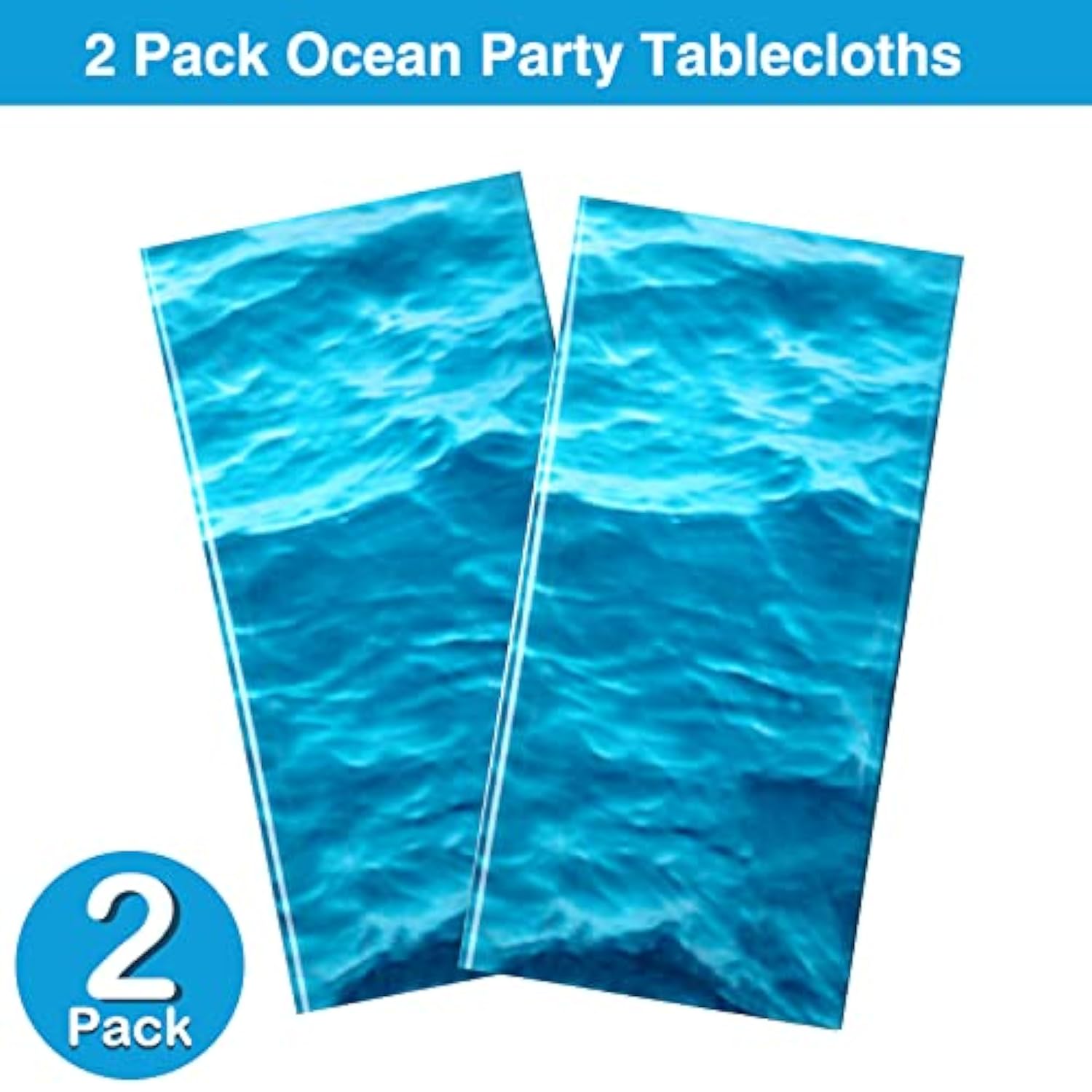 2PCS Ocean Waves Tablecloths (54"x108") for Beach & Pool Party Decor