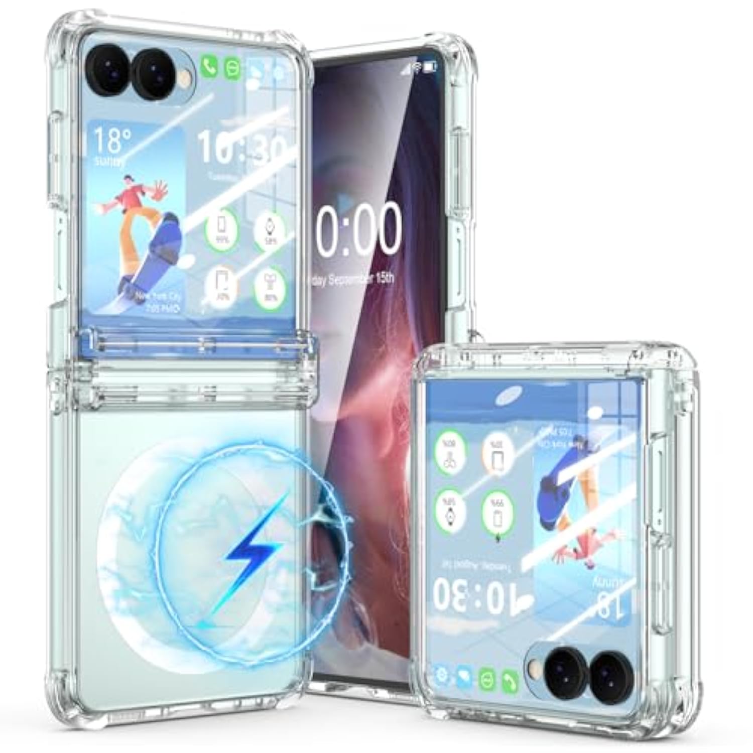 Designed For Samsung Galaxy Z Flip 7 Case Magnetic With Hinge Protection & Built-In Tempered Glass Screen Protector For Flip 7 Shockproof Protective Phone Case Cover (Crystal)