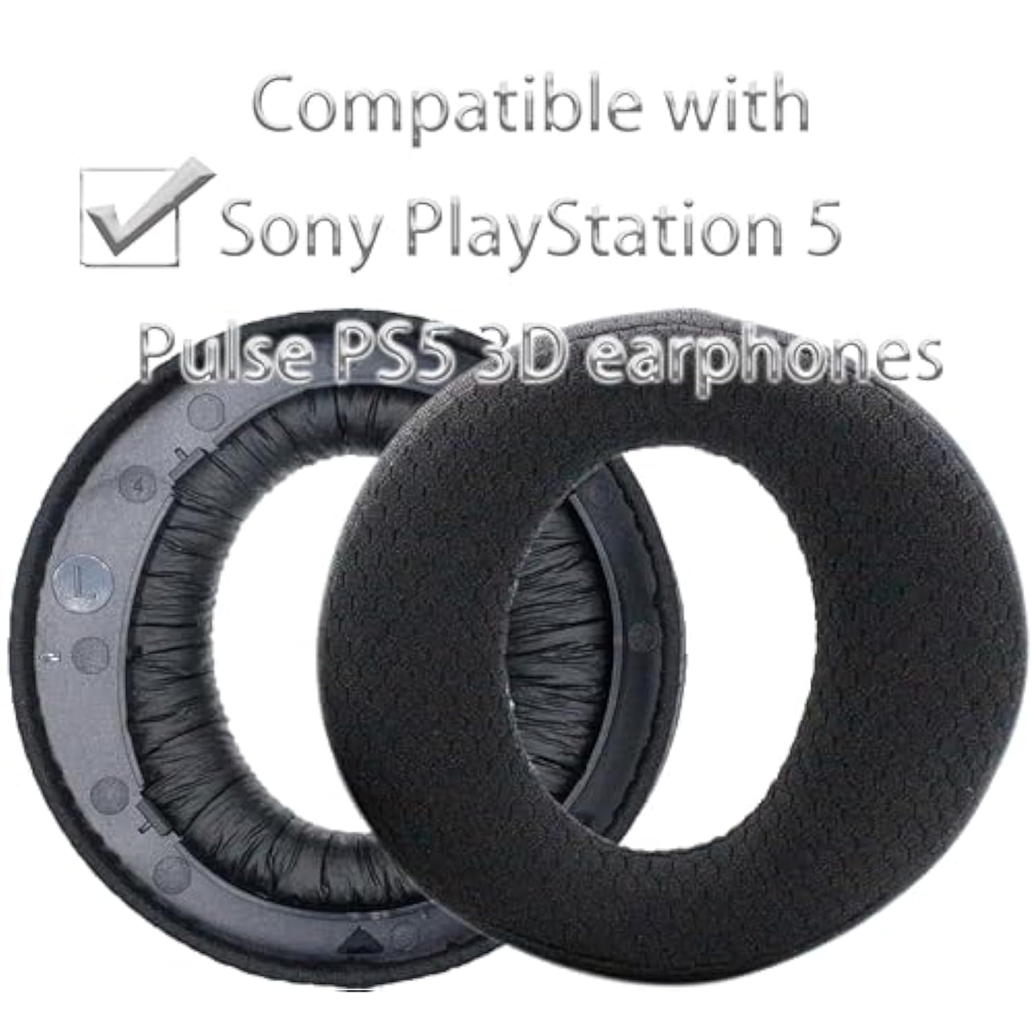 Ps5 Replacement Earpads Compatible With Sony Playstation 5 Pulse Ps5 3D Wireless Headphones, Earpads Cushions With Soft Football Net Woven And Memory Foam Made (Black/Woven)