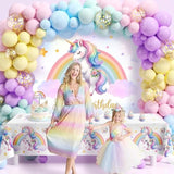 16ft Unicorn Balloon Arch Kit for Girls' Birthday, Rainbow Decor & Cake Topper