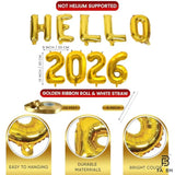 Hello 2026 Gold Balloon Set 40in Happy New Year Party Decorations