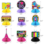 80S Party Decorations - 10Pcs Neon Honeycomb Centerpieces For 1980S Birthday, Wedding, Bachelorette Party, Bridal Shower, Anniversary Celebrations