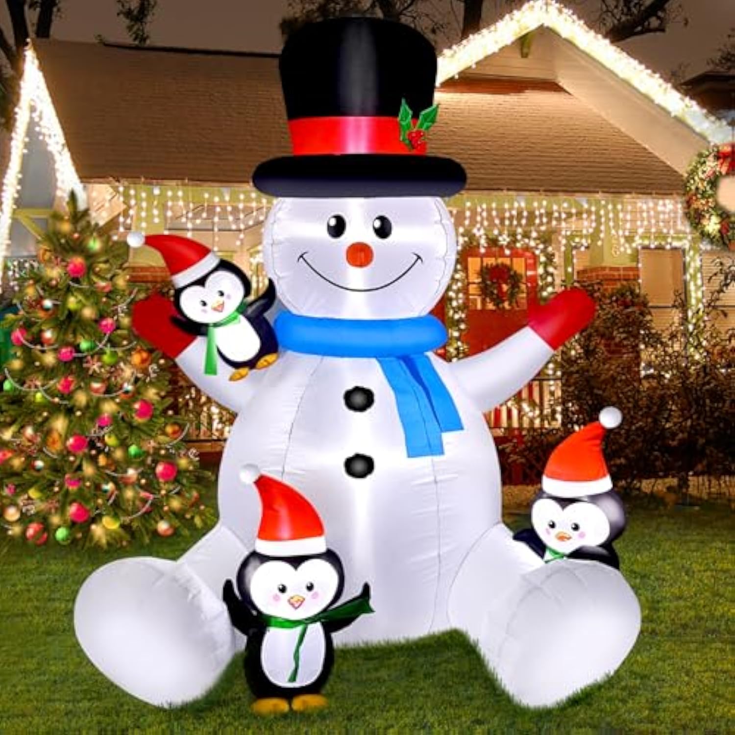 6 Ft Christmas Snowman & Penguin Inflatable Blow Ups Outdoor Christmas Decorations With Led Lights For Indoor/Outdoor Ya