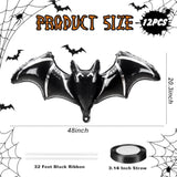 12Pcs 48" Black Bat Foil Balloons - Giant Halloween Decorations for Birthday & Haunted House