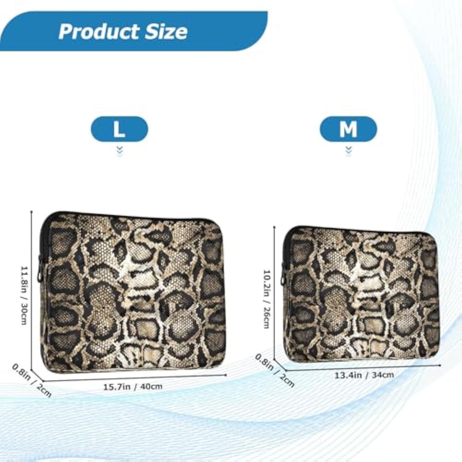 Laptop Sleeve Bag Case For Women Men Reptile Skin Black 15 Inch Protective Laptop Cover With Zipper For Travel Work College