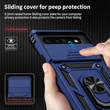 for Google Pixel 6 Pro Case with Slide Lens Cover, Military Grade Drop Protection, Magnetic Rotated Ring Holder Kickstand Protective Phone Case (Navy
