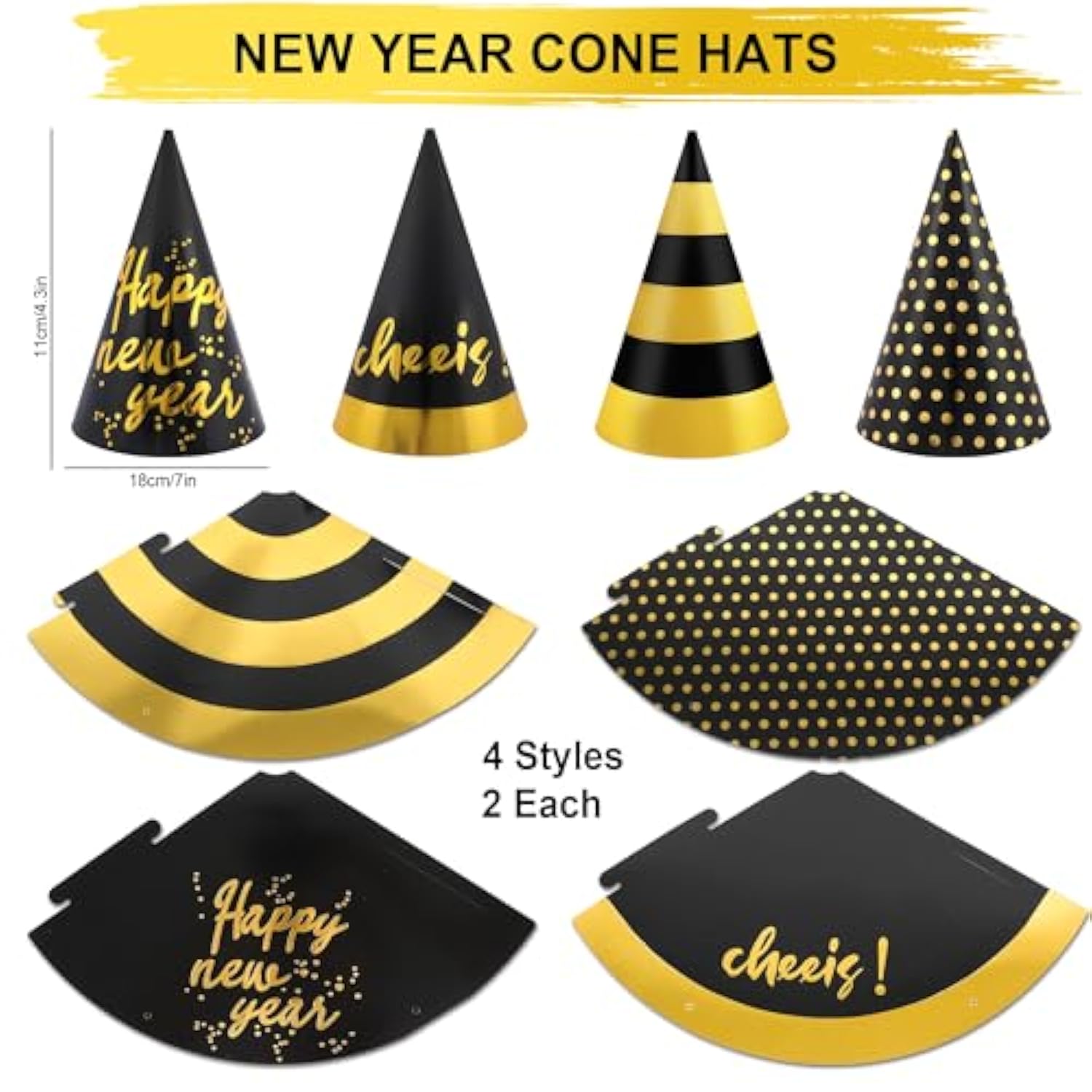 New Year 2026 Party Kit 41pcs Favors Hats Glasses Noise Makers