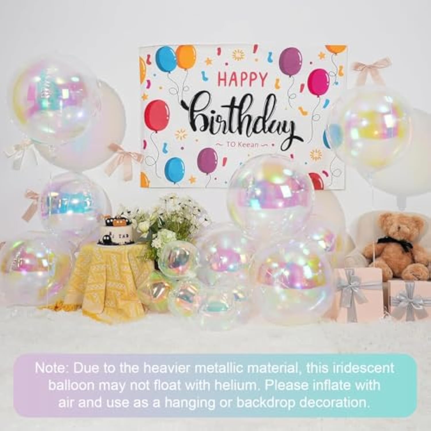 12-Pcs Iridescent 4D Foil Balloons Set Holographic Party Decoration