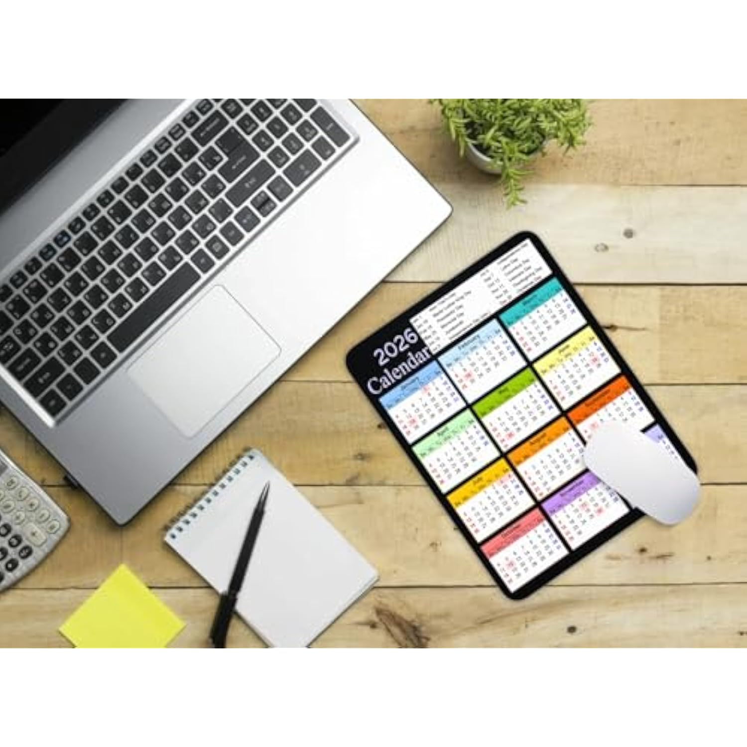 2026 Color Calendar And Holiday Vertical Edition Calendar Mouse Pad, Non-Slip Rubber Base Quality Creative Gaming Rectangle Personalized Desk Mouse Pad 9.5 Inch X 7.9 Inch