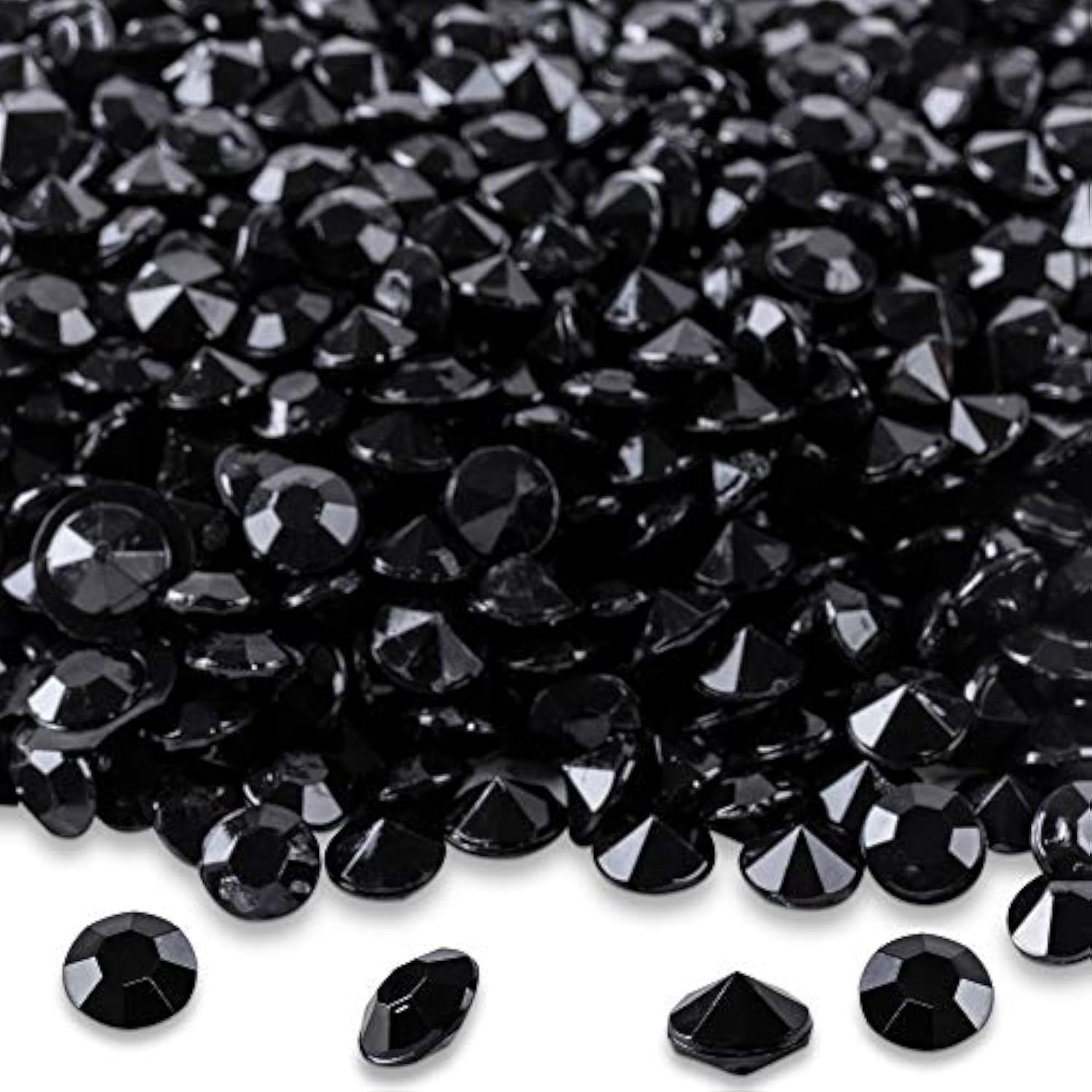 2000 Black Diamond Table Confetti Wedding Bridal Shower Party Decorations 1 Carat 6.5Mm Black