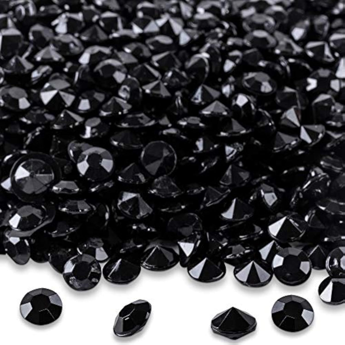 2000 Black Diamond Table Confetti Wedding Bridal Shower Party Decorations 1 Carat 6.5Mm Black