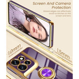 For Moto G Power 5G 2025 Case, 2X Screen Protector, 360° Rotatable Ring Holder Magnetic Kickstand,Plated Gold Edge Slim Soft Tpu Protective Cover For Motorola G Power 5G 2025 (Deep Purple)