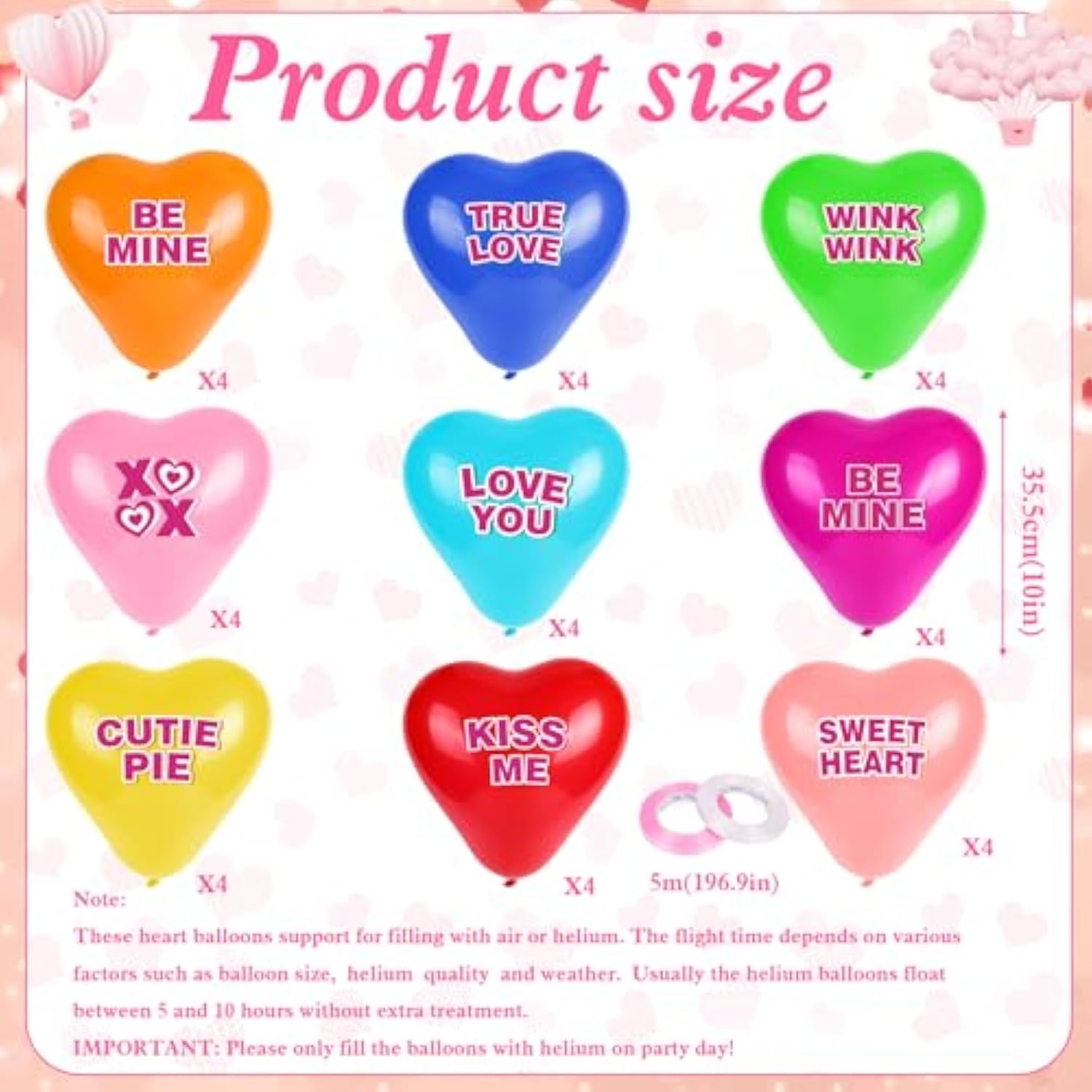 36Pcs 12 Inch Heart Shaped Valentine'S Day Balloons Candy Heart Latex Balloons Happy Valentines Day Heart Party Balloons For Engagement Anniversary Valentine'S Decorations Supplies