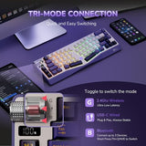 A70 Wireless Ergonomic Keyboard, 65% Alice Split Mechanical Keyboard W/Bluetooth/2.4Ghz/Wired, Rgb Gaming Keyboards With Knob And Gasket Mount, Hot Swappable Pre-Lubed Linear Switches