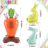 5 Pcs Easter Balloons Large Size Bunny Rabbit Carrot Shaped Foil Balloons With Base Standing For Happy Easter Birthday Party Spring Baby Shower Animal Themed Party Decorations