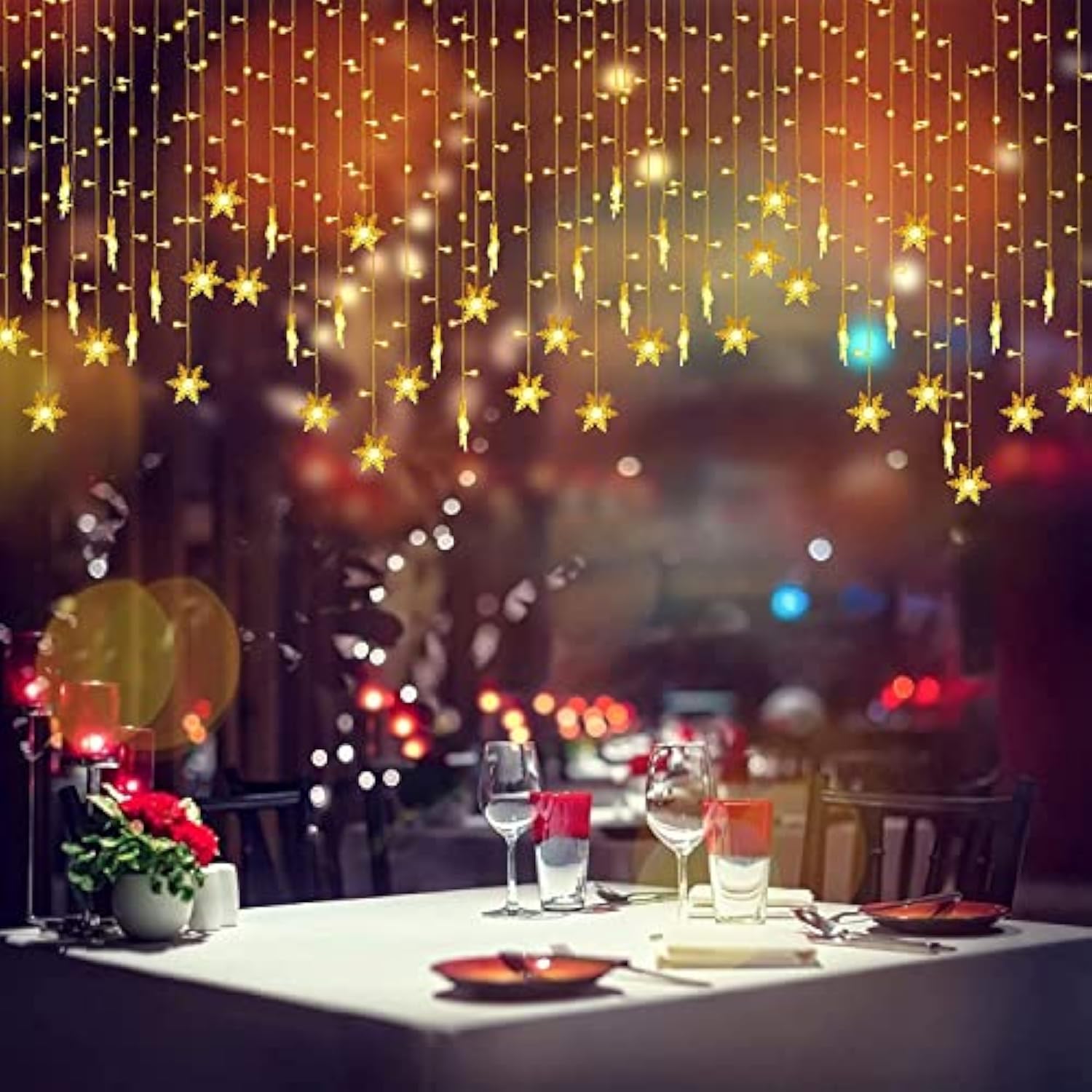 Snowflakes Led Curtain Lights, 13Ft/4M 96 Led Snowflake String Lights, Christmas Snowflakes Lights, 8 Lighting Modes, Wa