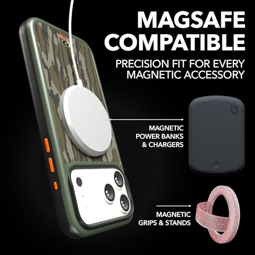 iPhone 17 Shockproof Protective Case in Mossy Oak Bottomland Camo, MagSafe Compatible, 18-Foot Drop-Test Certified, Slim, Rugged, Raised Bezels &