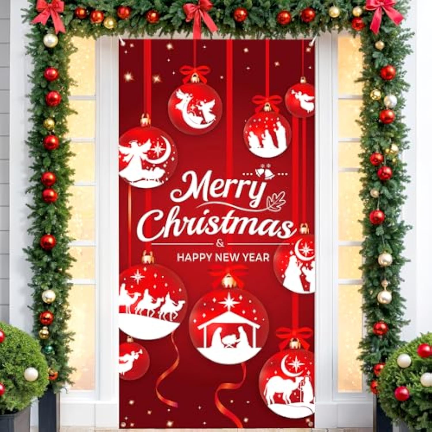 Merry Christmas Nativity Door Banner Religious Holiday Party Decoration