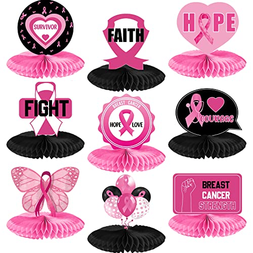 9 Pcs Breast Cancer Awareness Honeycomb Centerpiece Breast Cancer Decor