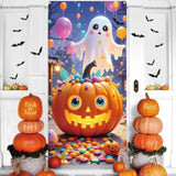 Halloween Door Cover Funny Ghost Trick or Treat Front Porch Banner Cute Home Decoration