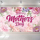 Mothers Day Decorations, Happy Mothers Day Backdrop Banner, Pink Flowers Mother's Day Photography Background for Mother's Day Indoor Outdoor Home Decorations