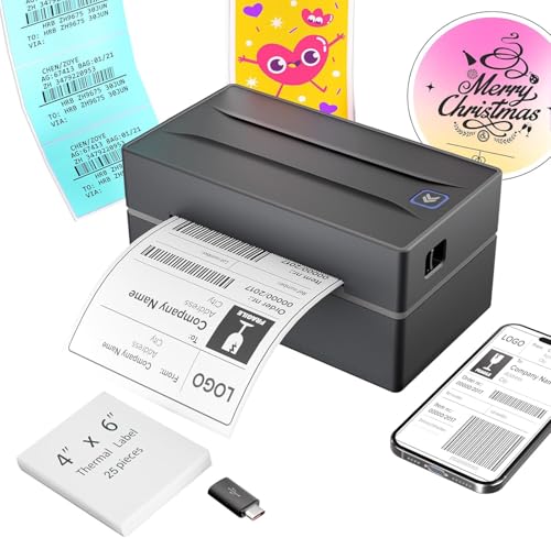 Bluetooth Thermal Shipping Label Printer: 4X6 Wireless Label Maker With Tape For Small Business - Compatible With Iphone, Android, Windows & Mac, Widely Used For Usps Ups Ebay Shopify Etsy