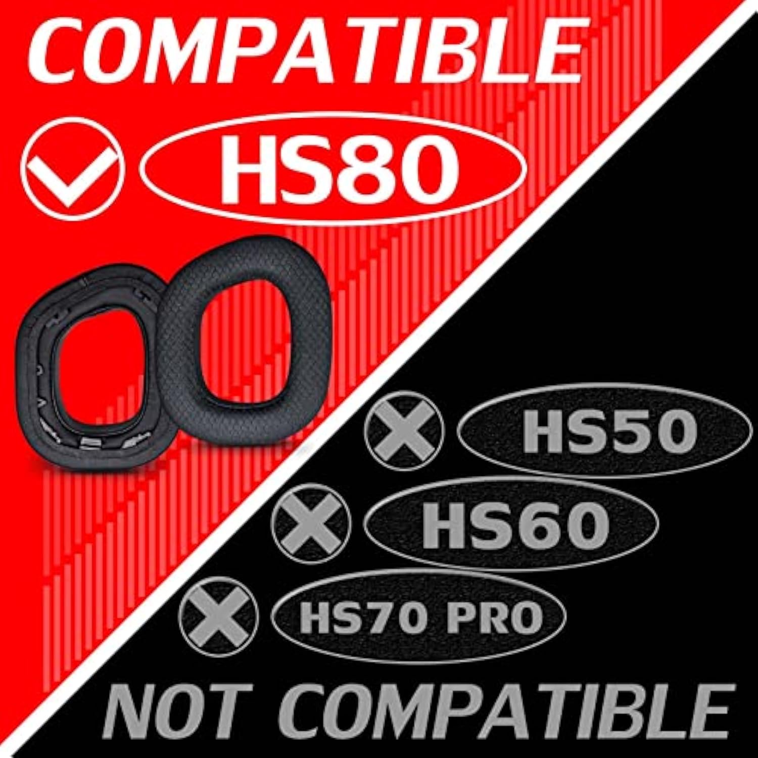 Hs80 Ear Pads Compatible With Hs80 Headset I Thicker Enhanced Memory Foam - More Breathable Mesh