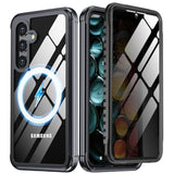 For Samsung Galaxy S25 Case, Privacy Case With Built-In Anti Peep Screen Protector [Military Grade Protection] Shockproof Anti Spy Magnetic Back Phone Case For Galaxy S25, Black
