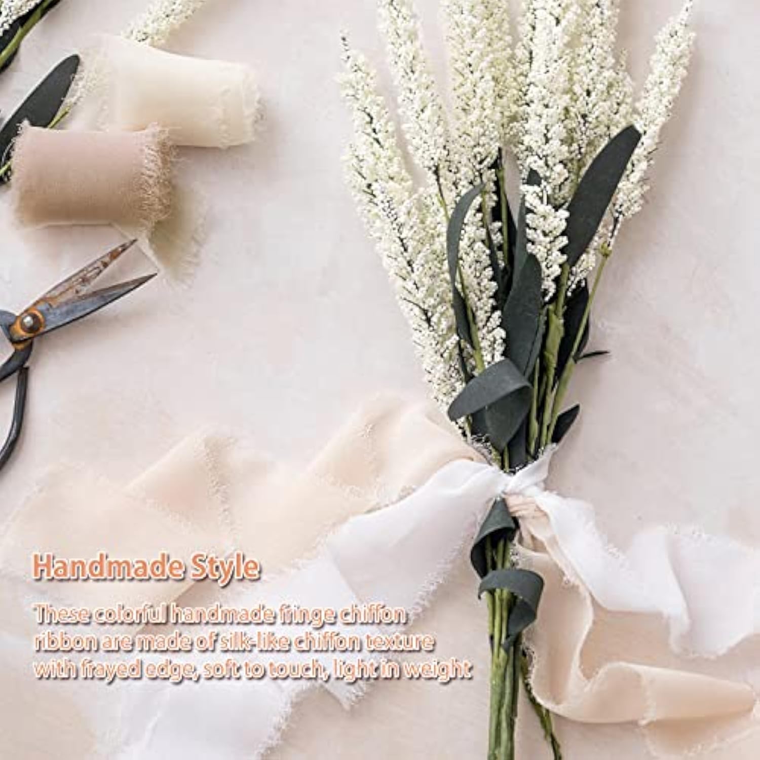 Chiffon Ribbon Fringe Silk Ribbon 9 Rolls Handmade Frayed Edges Ribbon