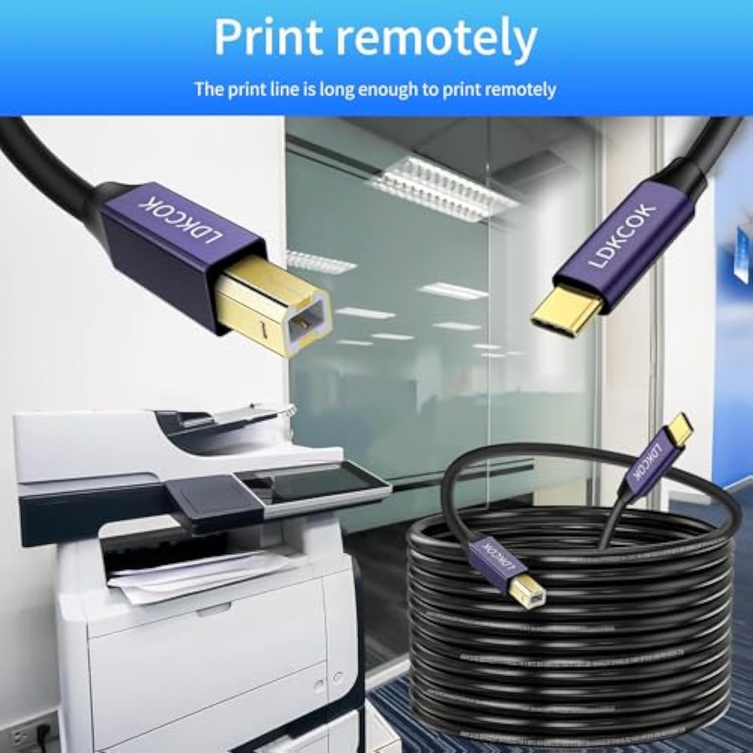 Usb B To Usb C Printer Cable 13Ft, Usb C Midi Cable Compatible For Macbook Pro, Hp, Epson, Canon, Brother, Lexmark, Xerox Printers