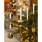 Christmas Tree Candles With Remote, 12 Pack Battery Operated Christmas Candles, Fake Led Candle For Christmas Tree Decor, Party Decor For Xmas Wedding Home Gift With Red Crystal Ball Hook