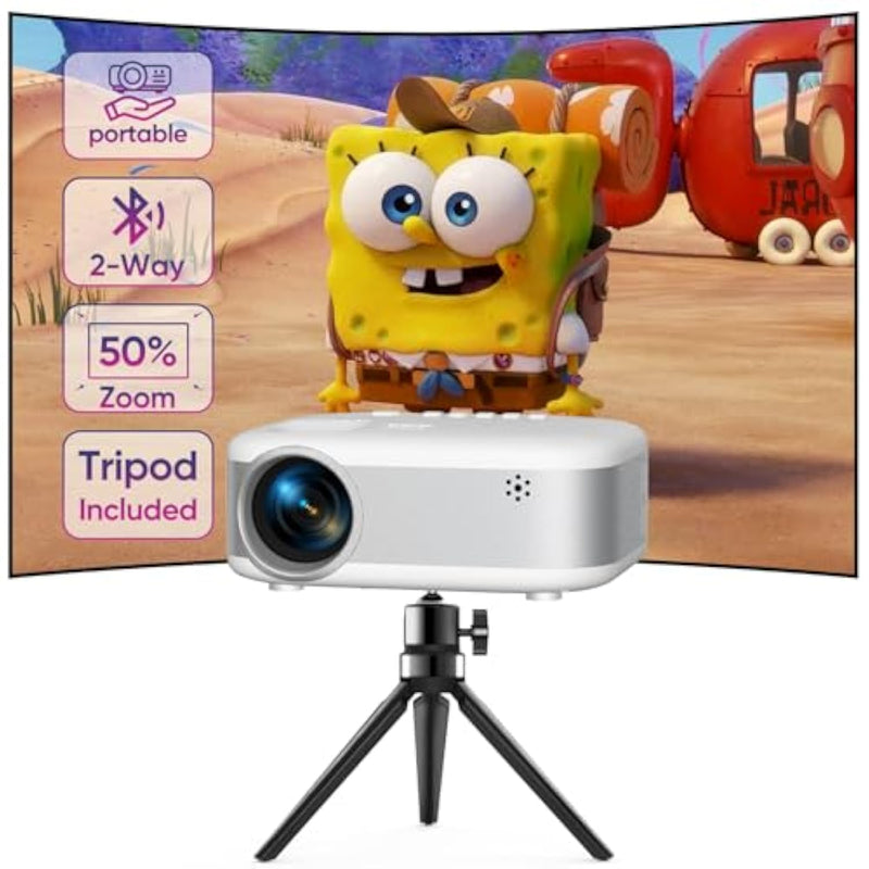 Mini Projector With Tr, 1080P Hd Portable Bluetooth Movie Projector, Compatible With Smartphone/Laptop/Tv Stick/Hdmi/Usb