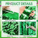 2026 Soccer Party Decorations - 2 Pack 3.3 x 6.6 FT Green Tinsel Backdrop Curtain Soccer Foil Fringe Curtains Green Metallic Photo Backdrop Sports Theme Birthday Party Supplies Hanging Wall Décor