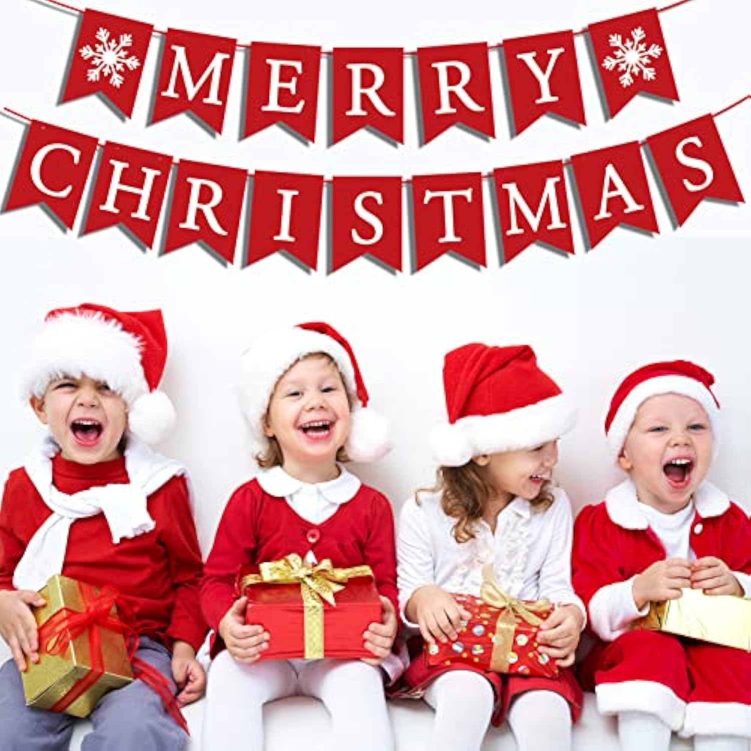 Merry Christmas Banner Sign For Fireplace Decor - Wall Decor & Cubicle Hanging - Indoor Farmhouse Christmas Decor